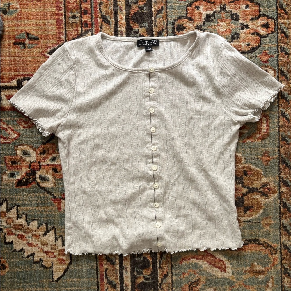 J. Crew Pointelle Short-sleeve Knit Cardigan - Picture 4 of 4